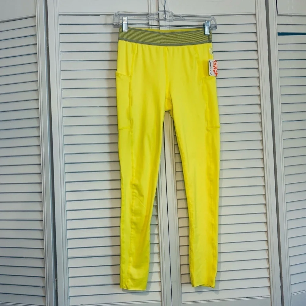 New Free People Movement Neon Yellow Athletic Leggings Size Small S